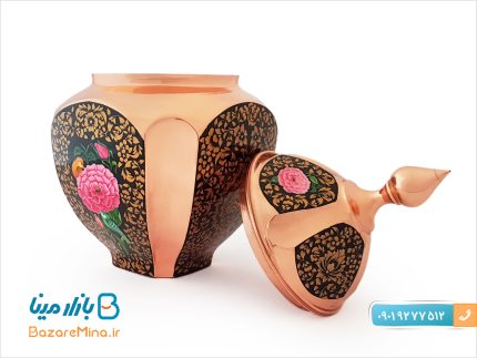 قندان سیبی چهار وجهی تشعیر گل و مرغ
