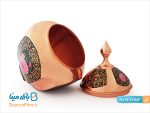قندان سیبی چهار وجهی تشعیر گل و مرغ