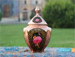 قندان سیبی چهار وجهی تشعیر گل و مرغ
