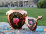 قندان سیبی چهار وجهی تشعیر گل و مرغ