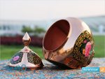 قندان سیبی چهار وجهی تشعیر گل و مرغ