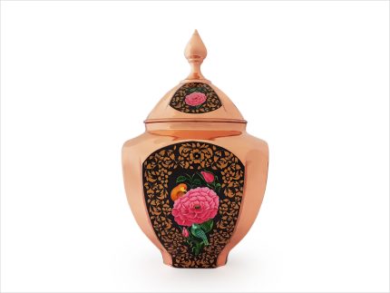 قندان سیبی چهار وجهی تشعیر گل و مرغ
