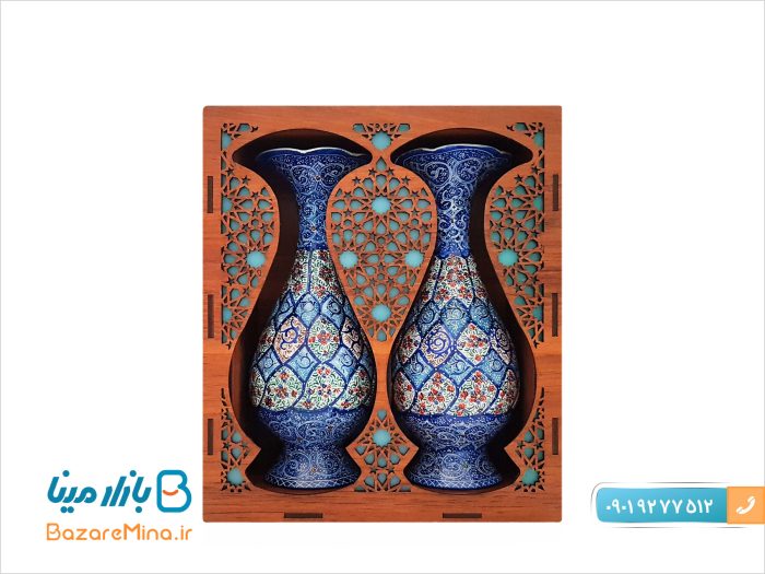 ست جفت گلدان میناکاری