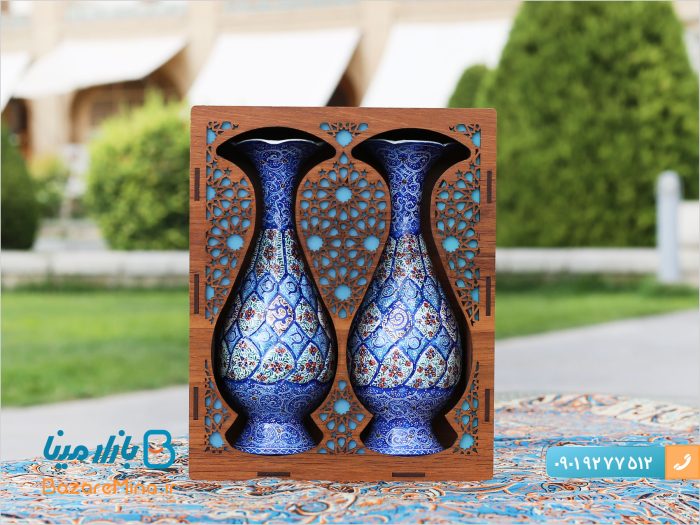 ست جفت گلدان میناکاری