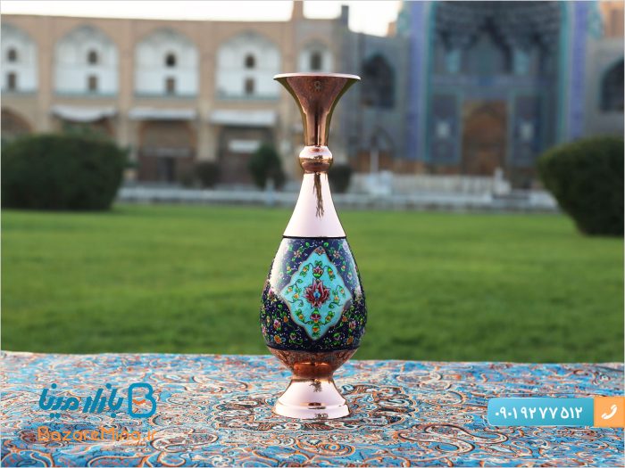 گلدان مس و پرداز سایز 30 سانتی متر