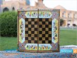تخته نرد خاتم کاری طرح چوگان