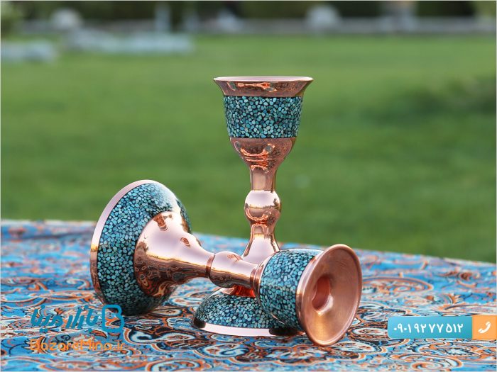 شمعدان فیروزه کوبی برند آقاجانی