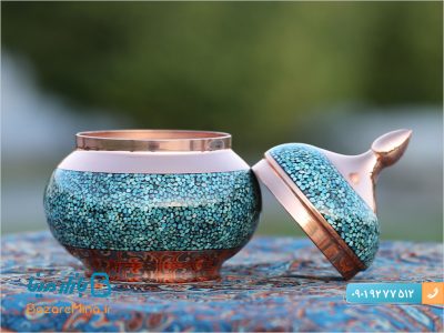 قندان مسی فیروزه کوبی