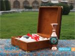 جفت گلدان مس و نقاشی پرداز 20 سانتی