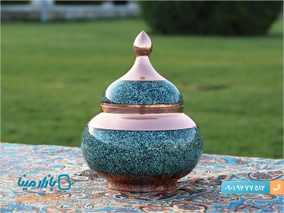 قندان فیروزه کوب اثر آقاجانی ارتفاع 17 سانتی متر
