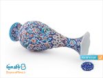 گلدان میناکاری برجسته طرح گل و مرغ استاد اسماعیلی