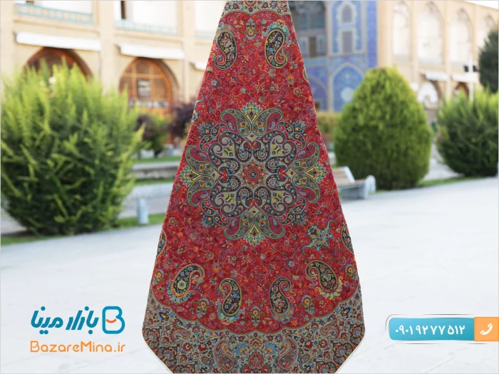 رومیزی ترمه ابریشمی هاشمی طرح شاه پسند ممتاز