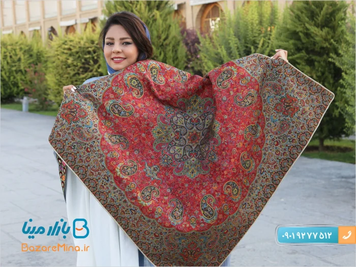 رومیزی ترمه ابریشمی هاشمی طرح شاه پسند ممتاز