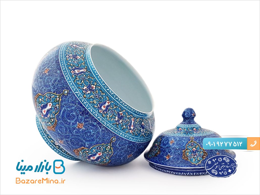 قندان میناکاری اسماعیلی طرح اسلیمی ترنج