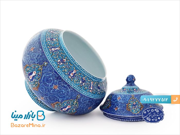 قندان میناکاری اسماعیلی طرح اسلیمی ترنج