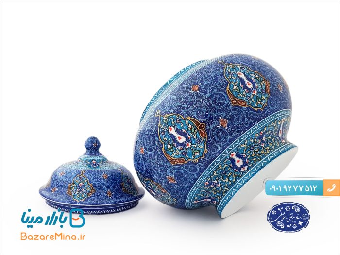 قندان میناکاری اسماعیلی طرح اسلیمی ترنج