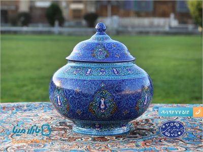 قندان میناکاری اسماعیلی طرح اسلیمی ترنج