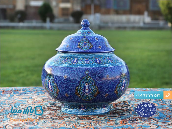 قندان میناکاری اسماعیلی طرح اسلیمی ترنج