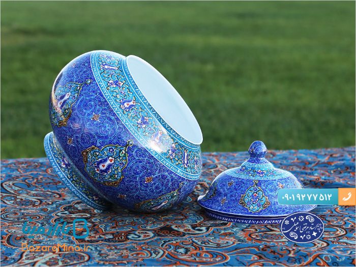 قندان میناکاری اسماعیلی طرح اسلیمی ترنج