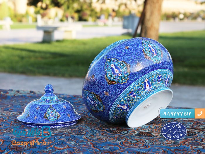 قندان میناکاری اسماعیلی طرح اسلیمی ترنج