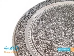 سینی مشبک قلمزنی طرح گل و مرغ