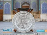 سینی مشبک قلمزنی طرح گل و مرغ