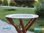 سینی مشبک قلمزنی طرح گل و مرغ