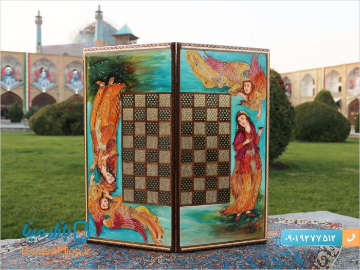 تخته نرد و شطرنج اعلا طرح نقاشی مینیاتور لیلی