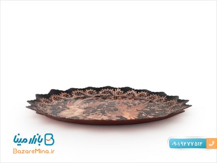 بشقاب حکاکی 25 سانتی بر روی فلز مس