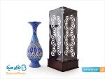 گلدان میناکاری اصفهان با جعبه چوب و پلکسی