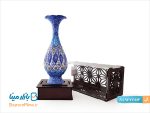 گلدان میناکاری اصفهان با جعبه چوب و پلکسی