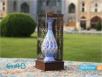 گلدان میناکاری اصفهان با جعبه چوب و پلکسی