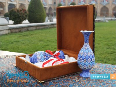 جفت گلدان میناکاری شده 25 سانتی با جعبه اشبالت