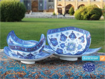 کشکول میناکاری استاد اسماعیلی طرح ترنج