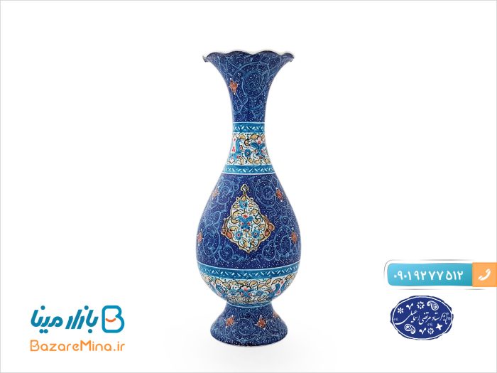 گلدان 16 سانتی میناکاری اسماعیلی طرح ترنج
