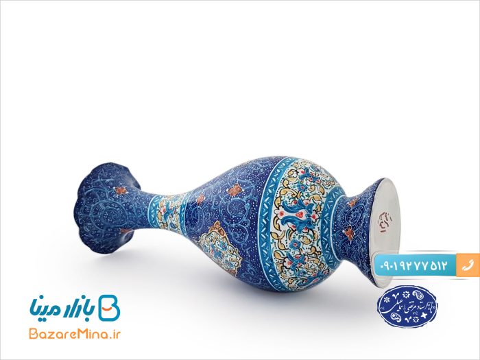 گلدان 16 سانتی میناکاری اسماعیلی طرح ترنج