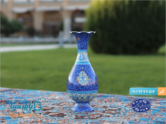 گلدان 16 سانتی میناکاری اسماعیلی طرح ترنج