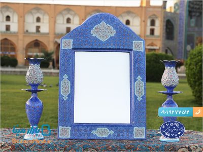 آینه میناکاری طرح اسلیمی اثر استاد اسماعیلی