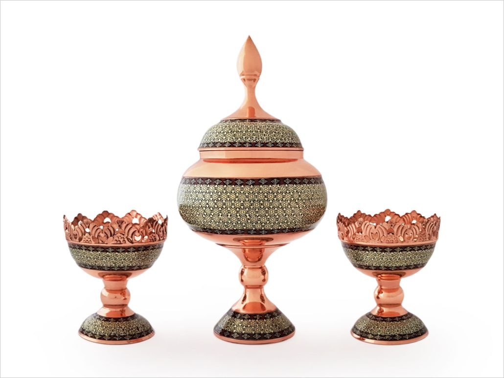 ست شکلات خوری و آجیل خوری خاتم کاری اصفهان