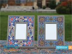 آینه چوبی خاتم کاری نقاشی گل و مرغ