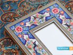 آینه چوبی خاتم کاری نقاشی گل و مرغ