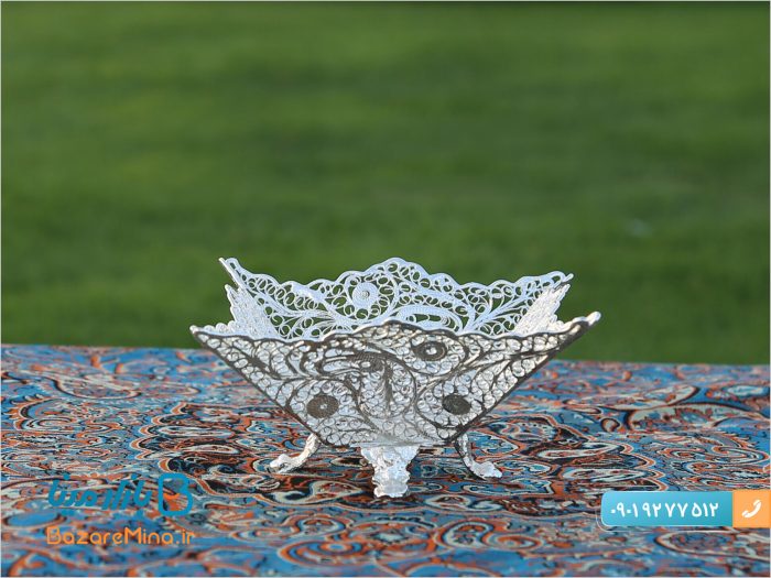 کاسه آجیل خوری چهار گوش ملیله کاری اصفهان
