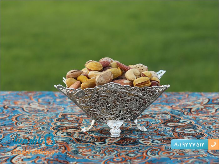 کاسه آجیل خوری چهار گوش ملیله کاری اصفهان