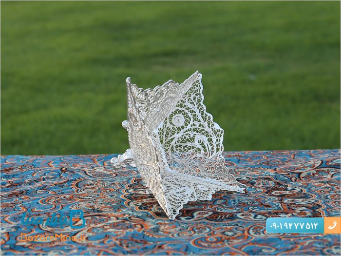 کاسه آجیل خوری چهار گوش ملیله کاری اصفهان