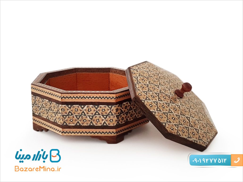 شکلات خوری خاتم کاری هشت گوش درب دار