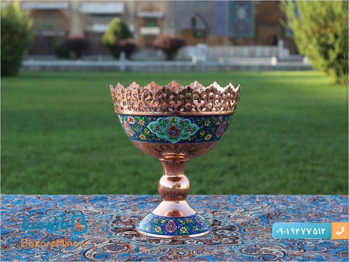 آجیل خوری مسی طرح پرداز ارتفاع 20 سانتی