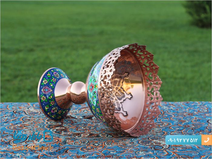 آجیل خوری مسی طرح پرداز ارتفاع 20 سانتی
