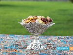 کاسه آجیل خوری چهار گوش پایه دار ملیله کاری