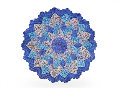 بشقاب 35 سانتی میناکاری روی مس