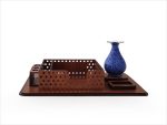 جای کاغذ یادداشت چوبی و گلدان میناکاری
